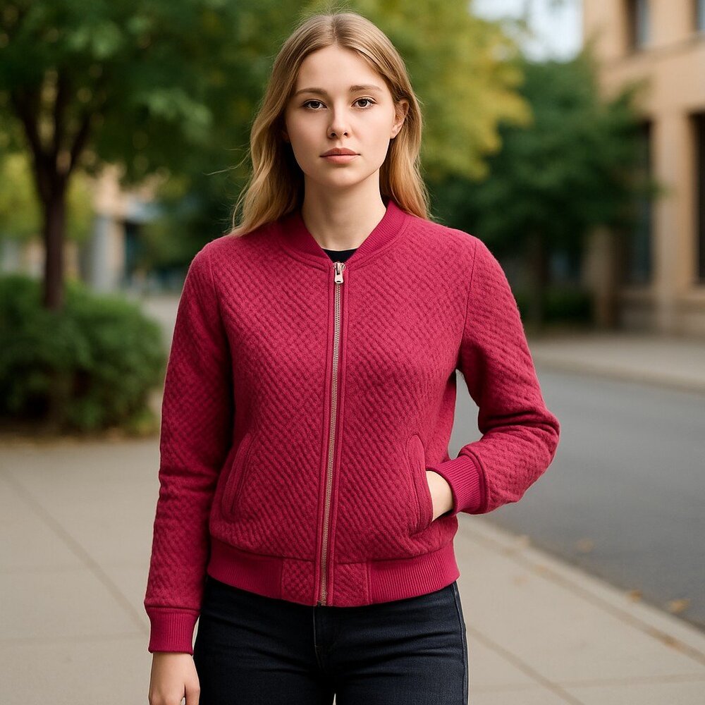 NWT Madden Girl Quilted Textured Jacket In Berry Pink Magenta